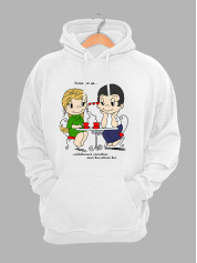 Худі на день закоханих з принтом Love is - подивитися поглядом, який висловлює все (0204)