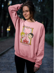 Світшот до Дня закоханих з принтом Love is - не помічати часу (0214)