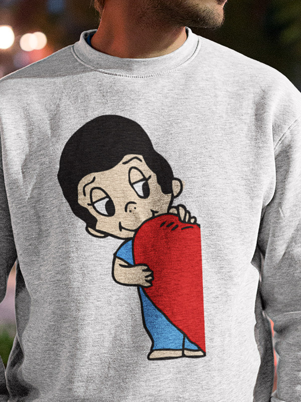 Світшот парне до Дня закоханих з принтом Love is - для двох (0229)