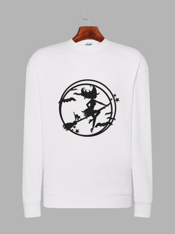 Світшот з принтом Хеллоуїн Відьма на мітлі 