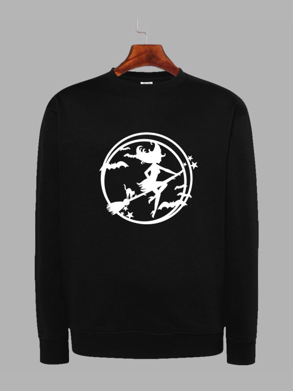 Світшот з принтом Відьма на мітлі  Хеллоуїн - 2332