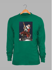 Світшот жіночий з новорічним принтом Санта рок гітарист - 211201