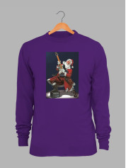 Світшот жіночий з новорічним принтом Санта рок гітарист - 211201