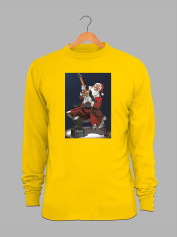 Світшот жіночий з новорічним принтом Санта рок гітарист - 211201