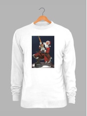 Світшот жіночий з новорічним принтом Санта рок гітарист - 211201