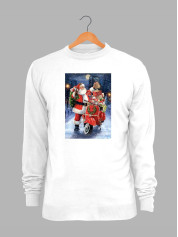 Світшот жіночий з новорічним принтом Санта Клаус з подарунками - 211202