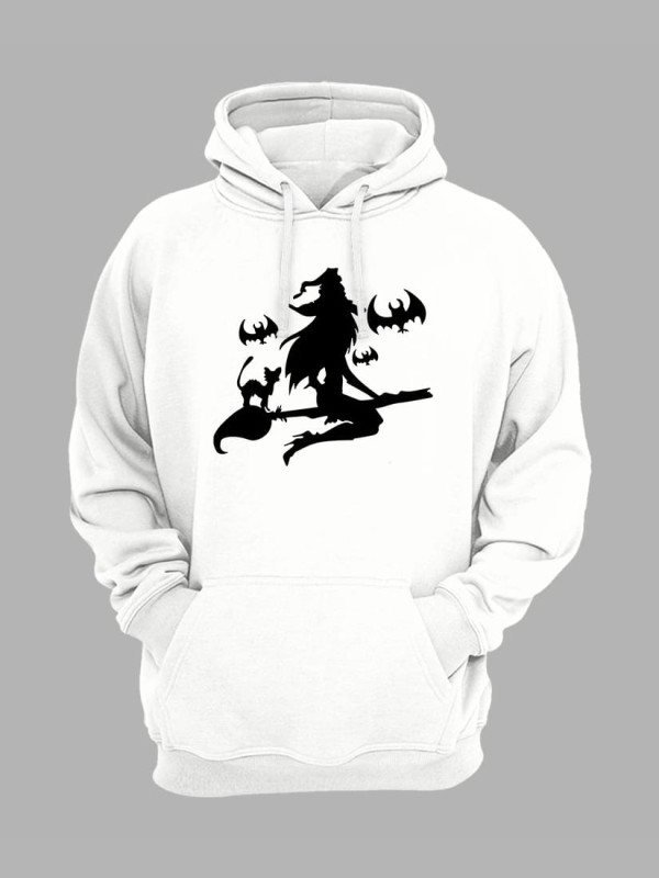 Толстовка худі з принтом Хеллоуїн Witch and Bats (2342)