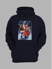 Толстовка жіноча худі з новорічним принтом Санта Клаус з подарунками - 211202