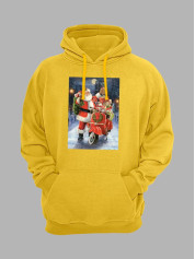 Толстовка жіноча худі з новорічним принтом Санта Клаус з подарунками - 211202