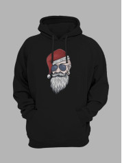 Толстовка жіноча худі з новорічним принтом Санта хіпстер - 211205