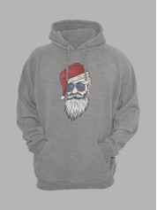 Толстовка жіноча худі з новорічним принтом Санта хіпстер - 211205