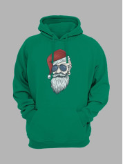 Толстовка жіноча худі з новорічним принтом Санта хіпстер - 211205