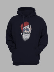 Толстовка жіноча худі з новорічним принтом Санта хіпстер - 211205