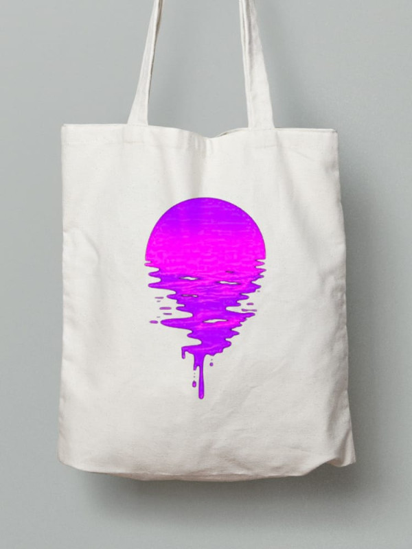 Екосумка шопер з бавовни 38х40см з принтом Neon Sun (Неонове сонце) - 0142