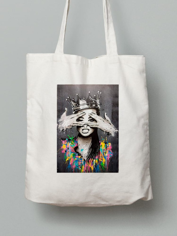 Екосумка шопер з бавовни 38х40см з принтом Street Art Girl (Вуличний арт Дівчина) - 0145