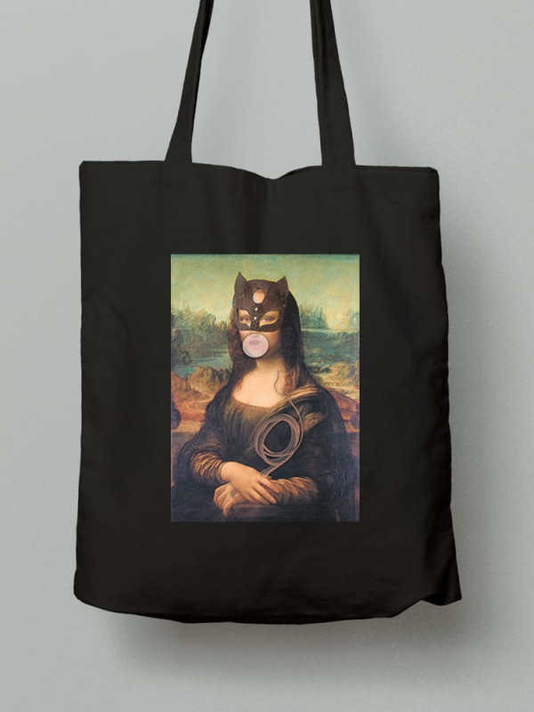 Екосумка шопер з бавовни 38х40см з принтом Surrealism Mona Lisa Censored - 0149