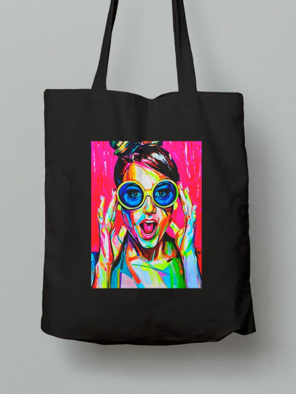 Екосумка шопер з бавовни 38х40см з принтом Дівчина Поп Арт - 0158