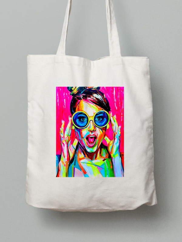 Екосумка шопер з бавовни 38х40см з принтом Дівчина Поп Арт - 0158