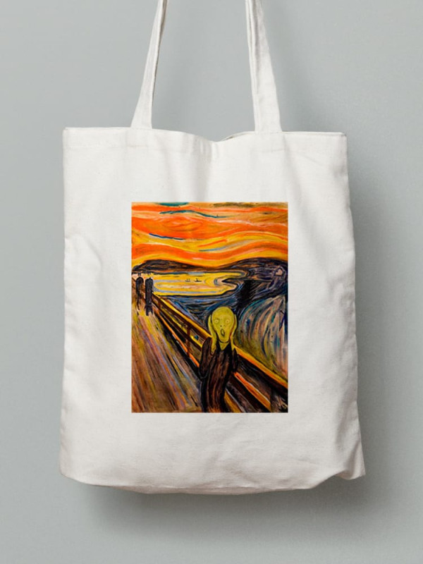 Екосумка шопер з бавовни 38х40см з принтом Крик (Едвард Мунк) - 0163