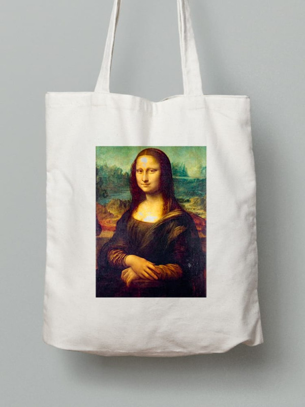 Екосумка шопер з бавовни 38х40см з принтом Мона Ліза (Джоконда Леонардо да Вінчі) - 0165