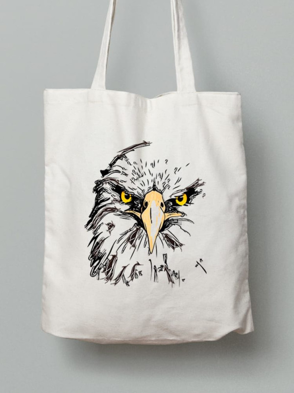Екосумка шопер з бавовни 38х40см з принтом Орел - 0166