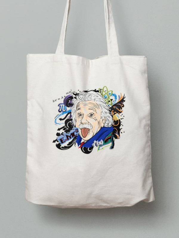 Екосумка шопер з бавовни 38х40см з принтом Эйнштейн - 0171