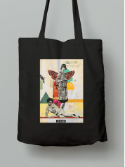 Екосумка шопер з бавовни 38х40см з принтом Арт Вінтажний колаж - 0901