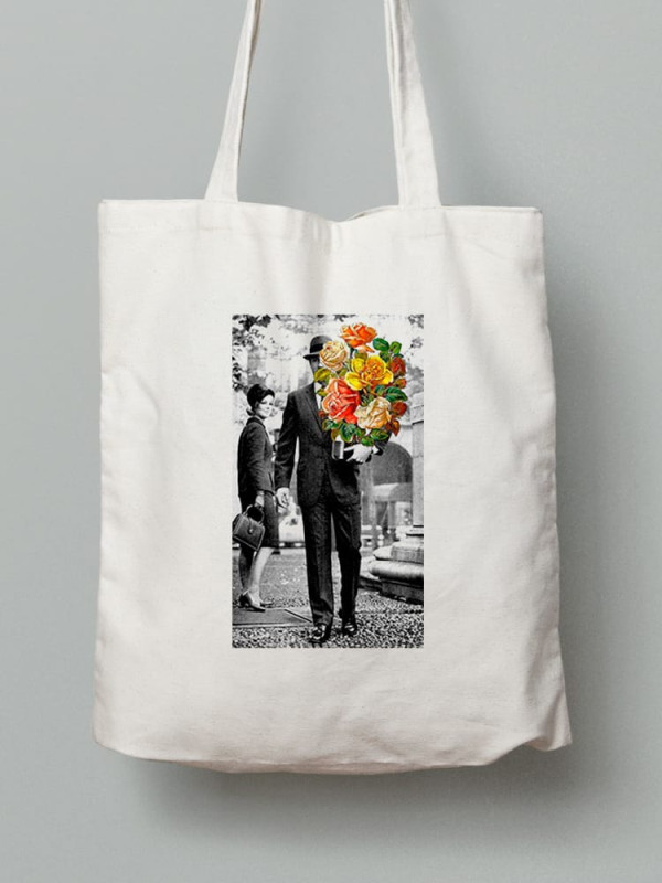 Екосумка шопер з бавовни 38х40см з принтом Арт Романтік - 0905