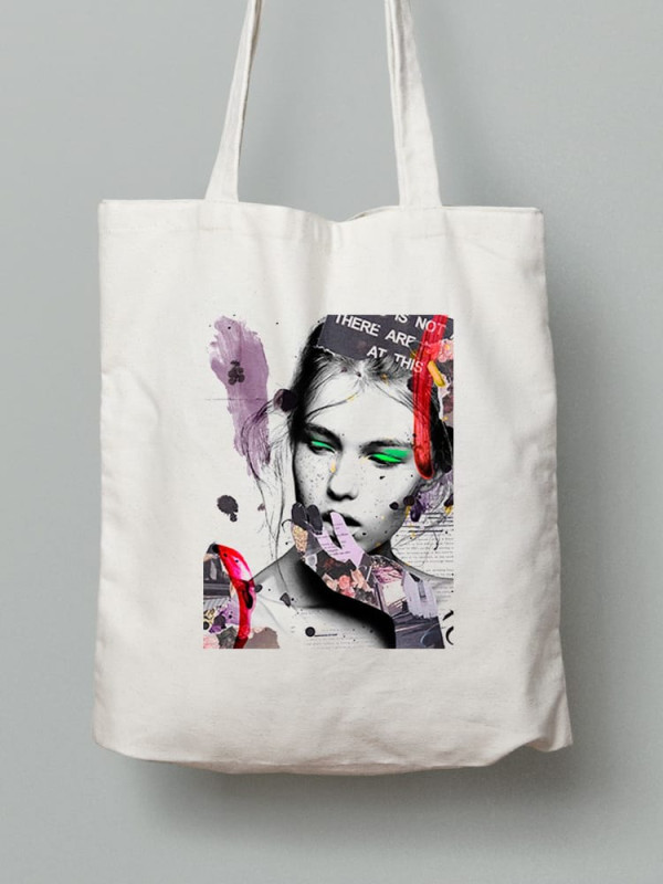 Екосумка шопер з бавовни 38х40см з принтом Чарівний модний колаж - 0916