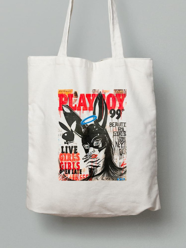 Екосумка шопер з бавовни 38х40см з принтом Постер ПлейБой - 1008