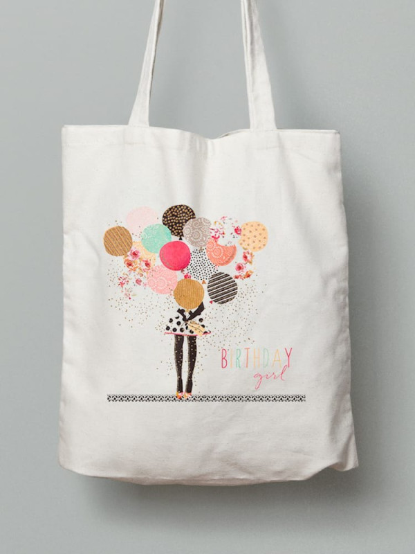 Екосумка шопер з бавовни 38х40см з принтом З Днем Народження Дівчина - 1009