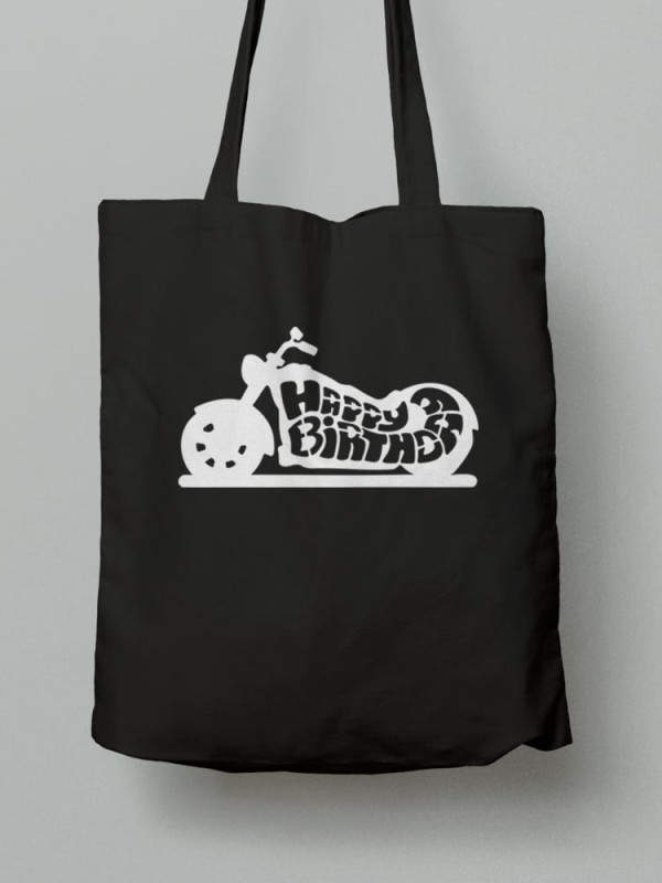 Екосумка шопер з бавовни 38х40см з принтом Арт З Днем Народження байкерам - 1011