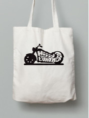 Екосумка шопер з бавовни 38х40см з принтом Арт З Днем Народження байкерам - 1011