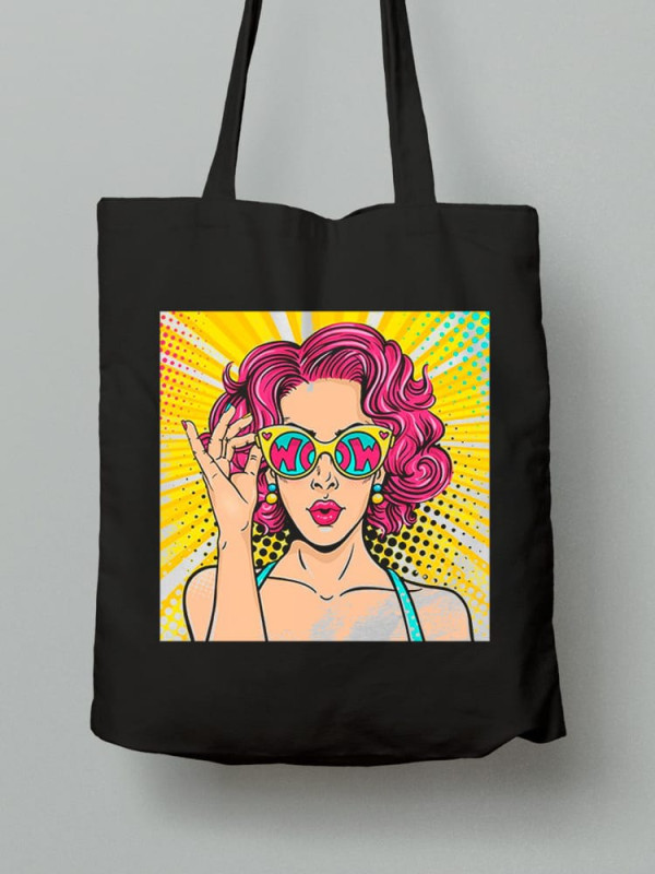 Екосумка шопер з бавовни 38х40см з принтом Поп Арт Дівчина - 0347