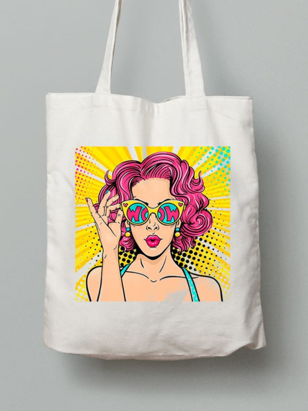 Екосумка шопер з бавовни 38х40см з принтом Поп Арт Дівчина - 0347