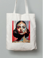 Екосумка шопер з бавовни 38х40см з принтом Арт Колаж Дівчина - 0348