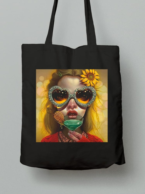 Екосумка шопер з бавовни 38х40см з принтом Арт Дівчина - 210349