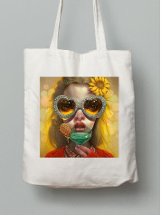 Екосумка шопер з бавовни 38х40см з принтом Арт Дівчина - 210349