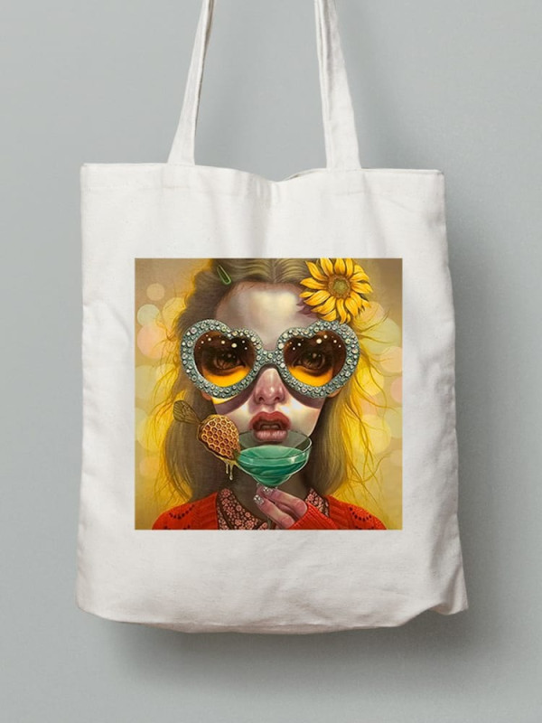 Екосумка шопер з бавовни 38х40см з принтом Арт Дівчина - 210349