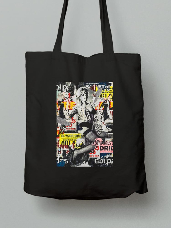 Екосумка шопер з бавовни 38х40см з принтом Арт вінтажний колаж - 2616