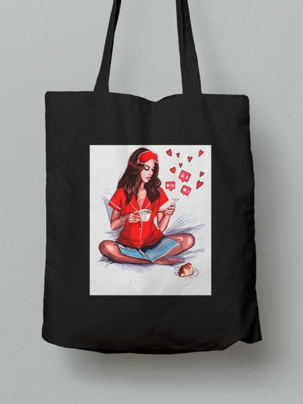 Екосумка шопер з бавовни 38х40см з принтом Ранок дівчини (Girl's morning) - 2618