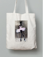 Екосумка шопер з бавовни 38х40см з принтом Арт балерина - 2623