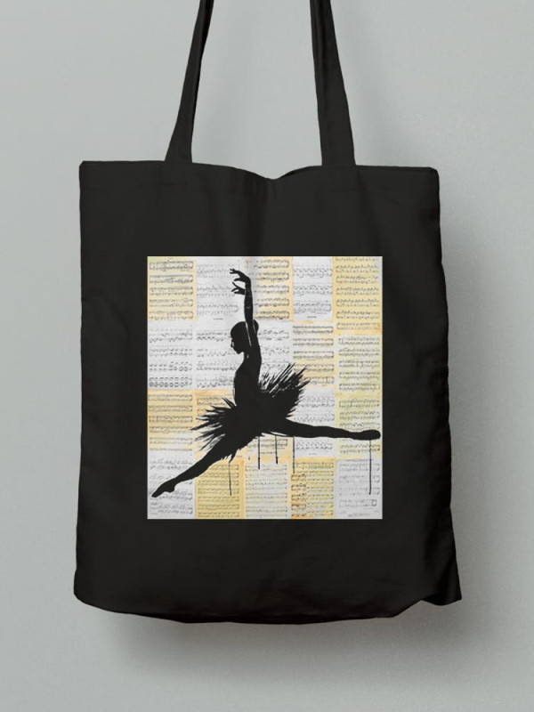 Екосумка шопер з бавовни 38х40см з принтом Балерина на нотному аркуші - 2624