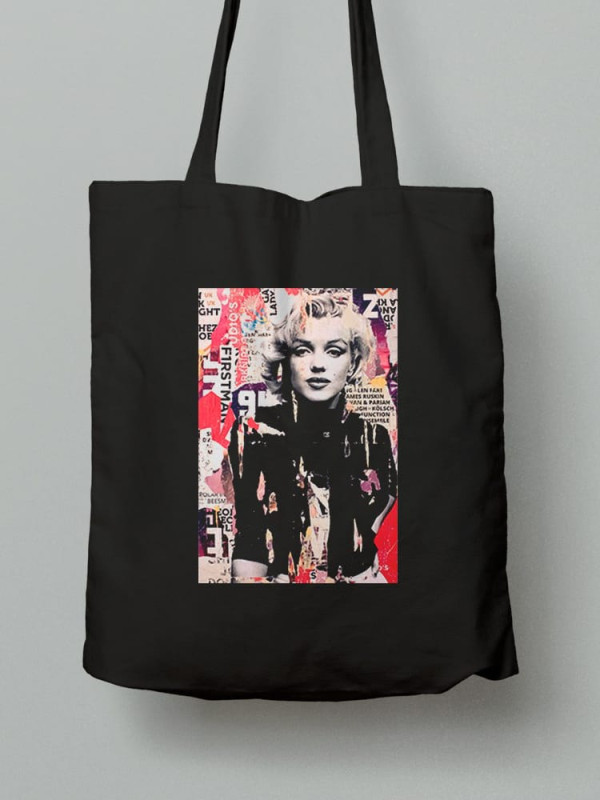 Екосумка шопер з бавовни 38х40см з принтом Арт колаж Мерилін Монро - 2627