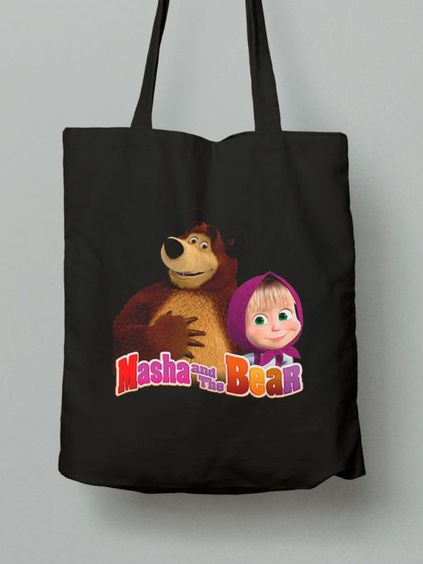 Екосумка шопер з бавовни 38х40см з принтом Маша та Ведмідь - 0322