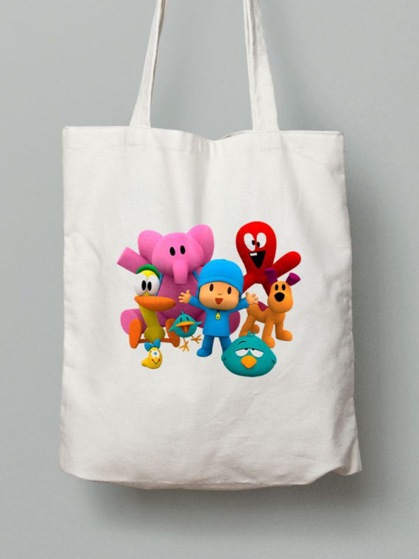 Екосумка шопер з бавовни 38х40см з принтом Мультяшки - 0327