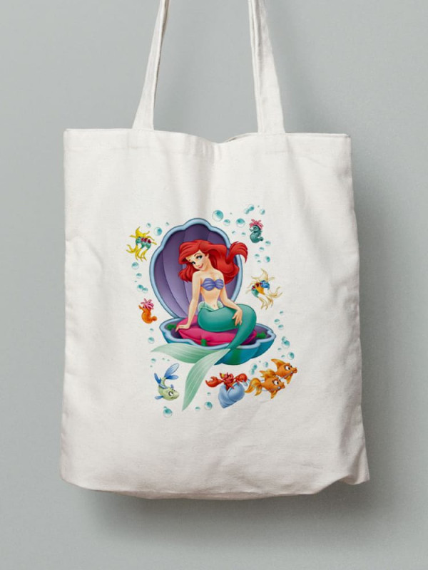 Екосумка шопер з бавовни 38х40см з принтом Русалка - 0331