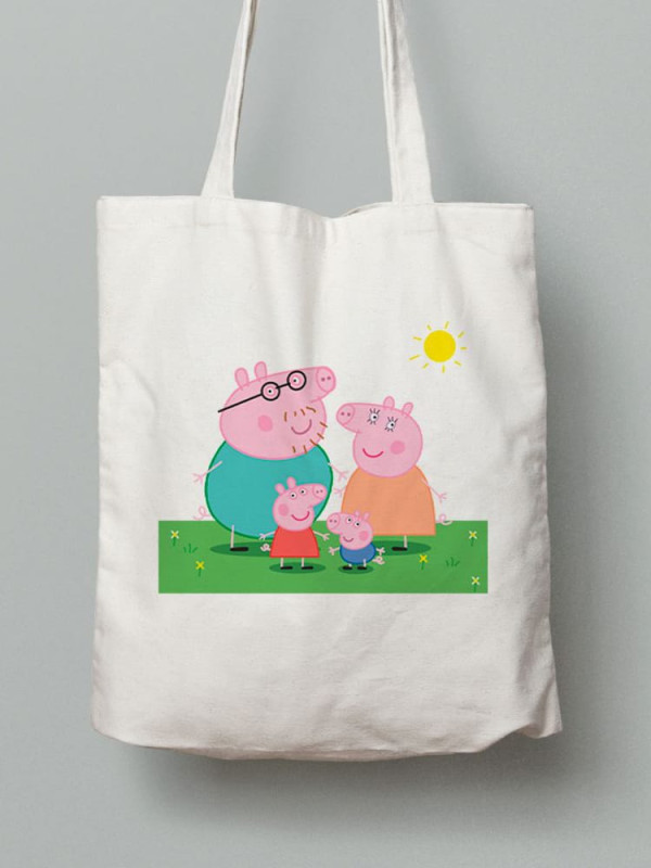 Екосумка шопер з бавовни 38х40см з принтом Свинка Пеппа - 0332