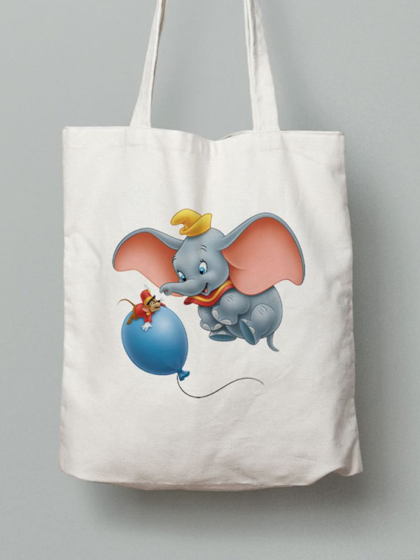 Екосумка шопер з бавовни 38х40см з принтом Слоник з кулькою - 0334