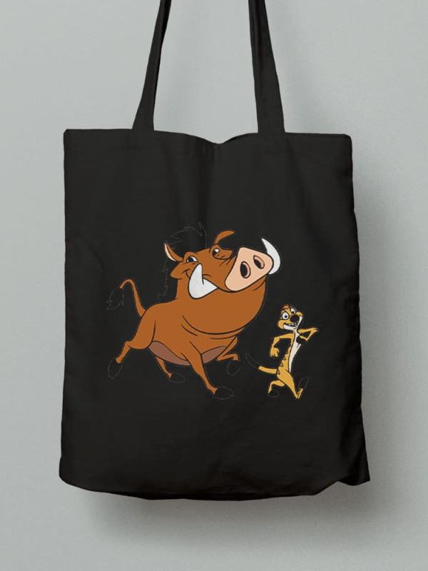 Екосумка шопер з бавовни 38х40см з принтом Тімон та Пумба - 0335